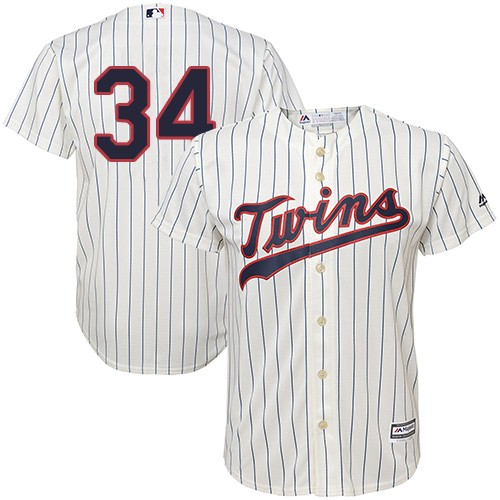 Twins #34 Kirby Puckett Cream Strip Cool Base Stitched Youth MLB Jersey - Click Image to Close
